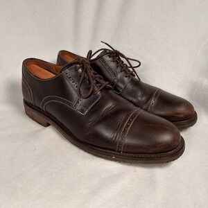 Johnston & Murphy Derby Cap Toe Leather Dress Shoes Crepe Sole Brown Mens 10M